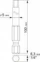 kocwki wkrtakowe 1/4'', 2 szt - hex tamperproof: 3x100mm; 5x100mm